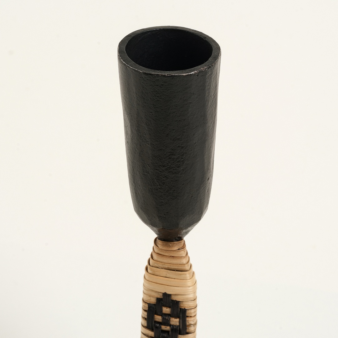 Lahor Siyah Demir Şamdan 6x6x16 Cm