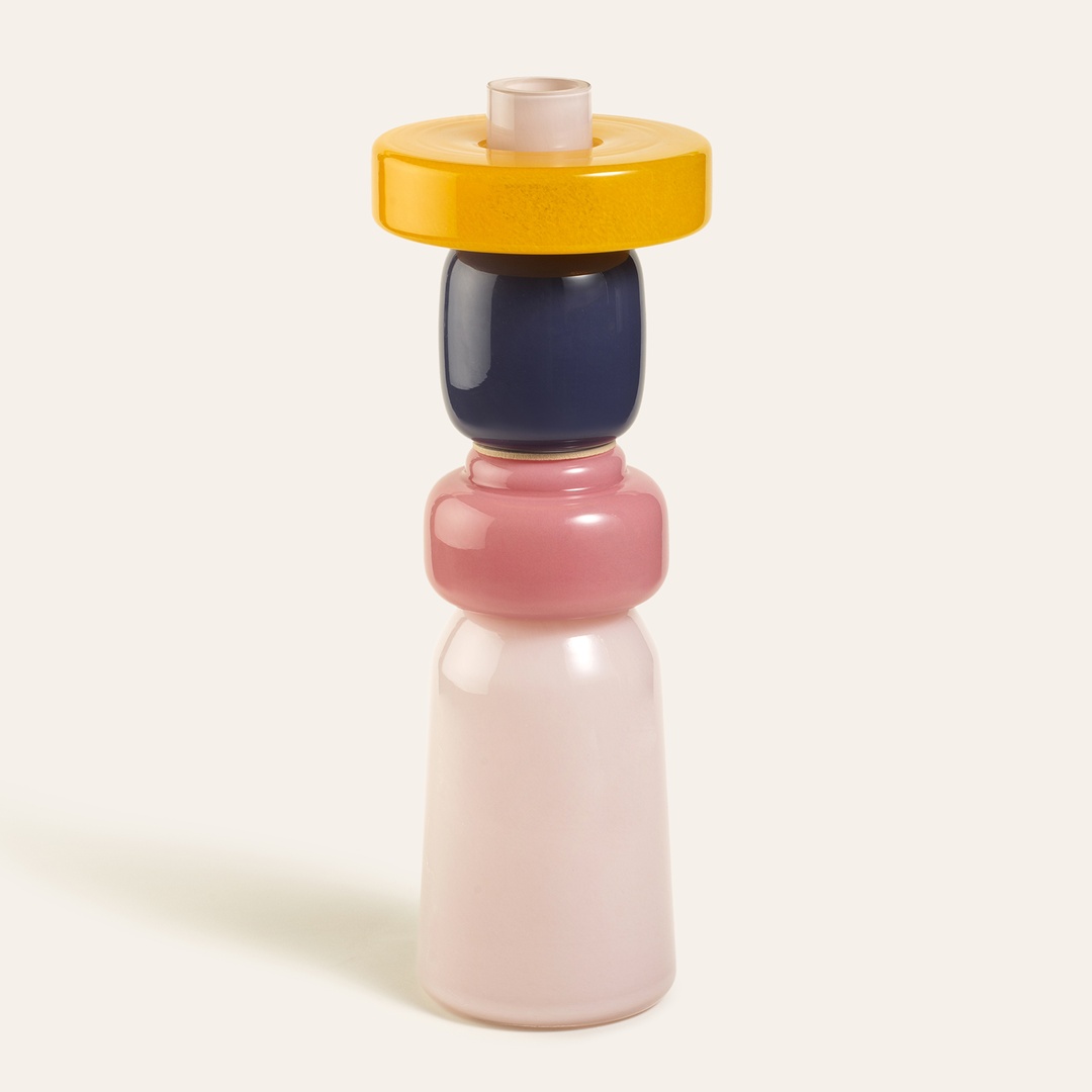 Baıta El Üretimi Cam Vazo 16.5x16.5x46 Cm Renkli