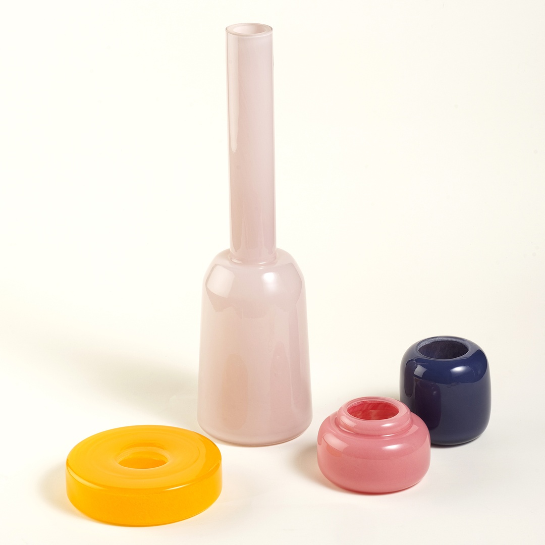 Baıta El Üretimi Cam Vazo 16.5x16.5x46 Cm Renkli