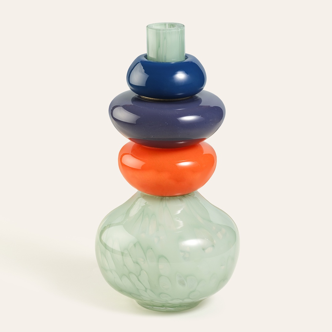 Baıta El Üretimi Cam Vazo 20x20x39 Cm Renkli