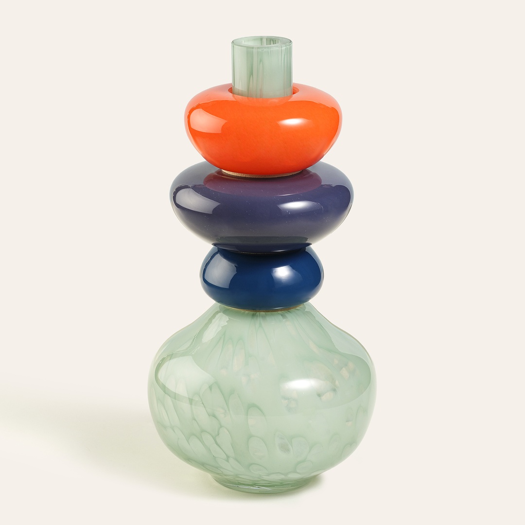 Baıta El Üretimi Cam Vazo 20x20x39 Cm Renkli