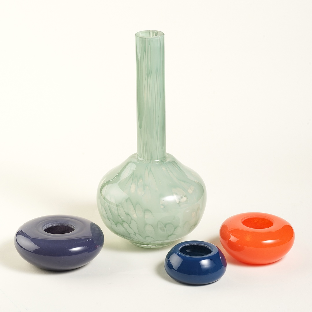 Baıta El Üretimi Cam Vazo 20x20x39 Cm Renkli