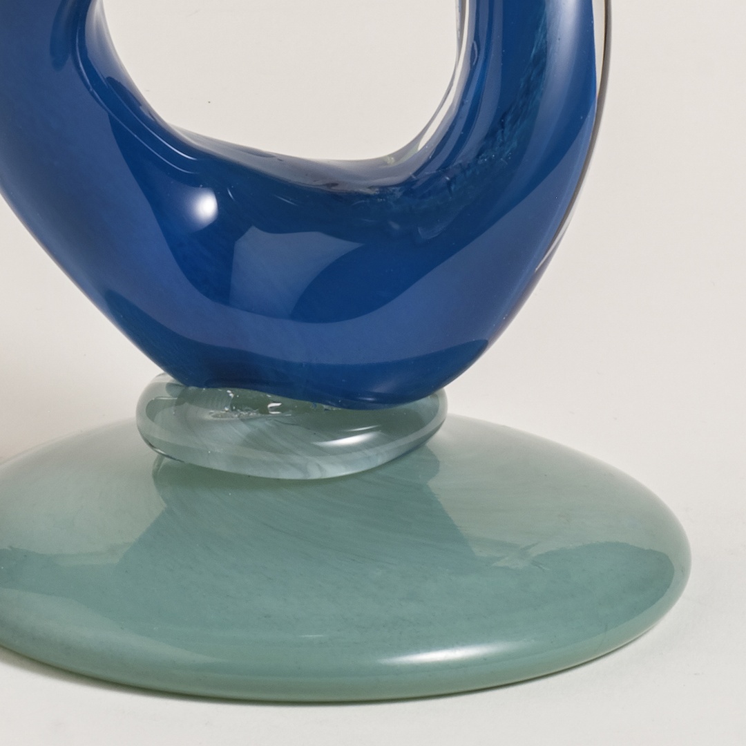 Baıta El Üretimi Cam Şamdan 12x12x29 Cm Mavi - Yeşil