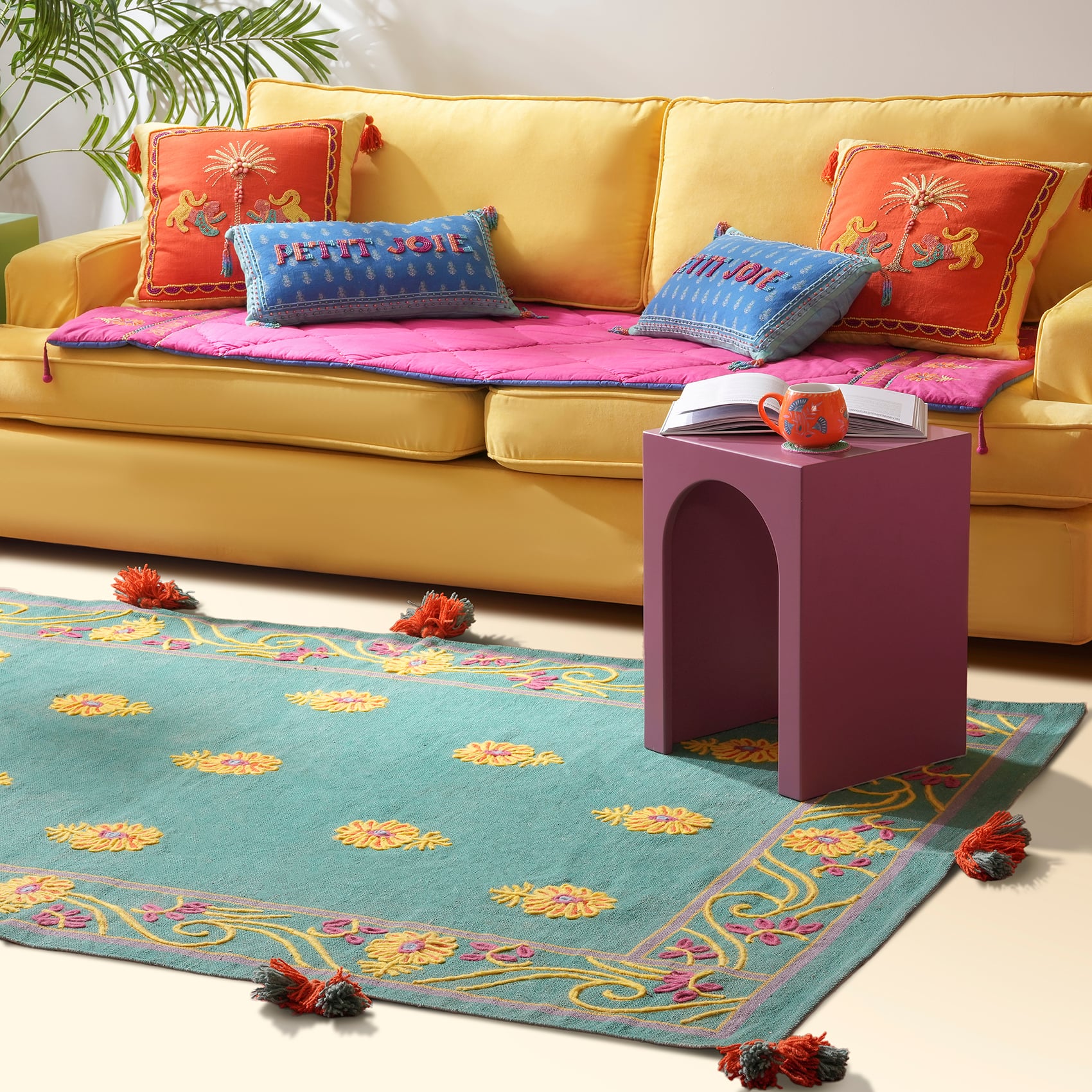 Rajna Turkuaz Pamuk Kilim 80x150 Cm