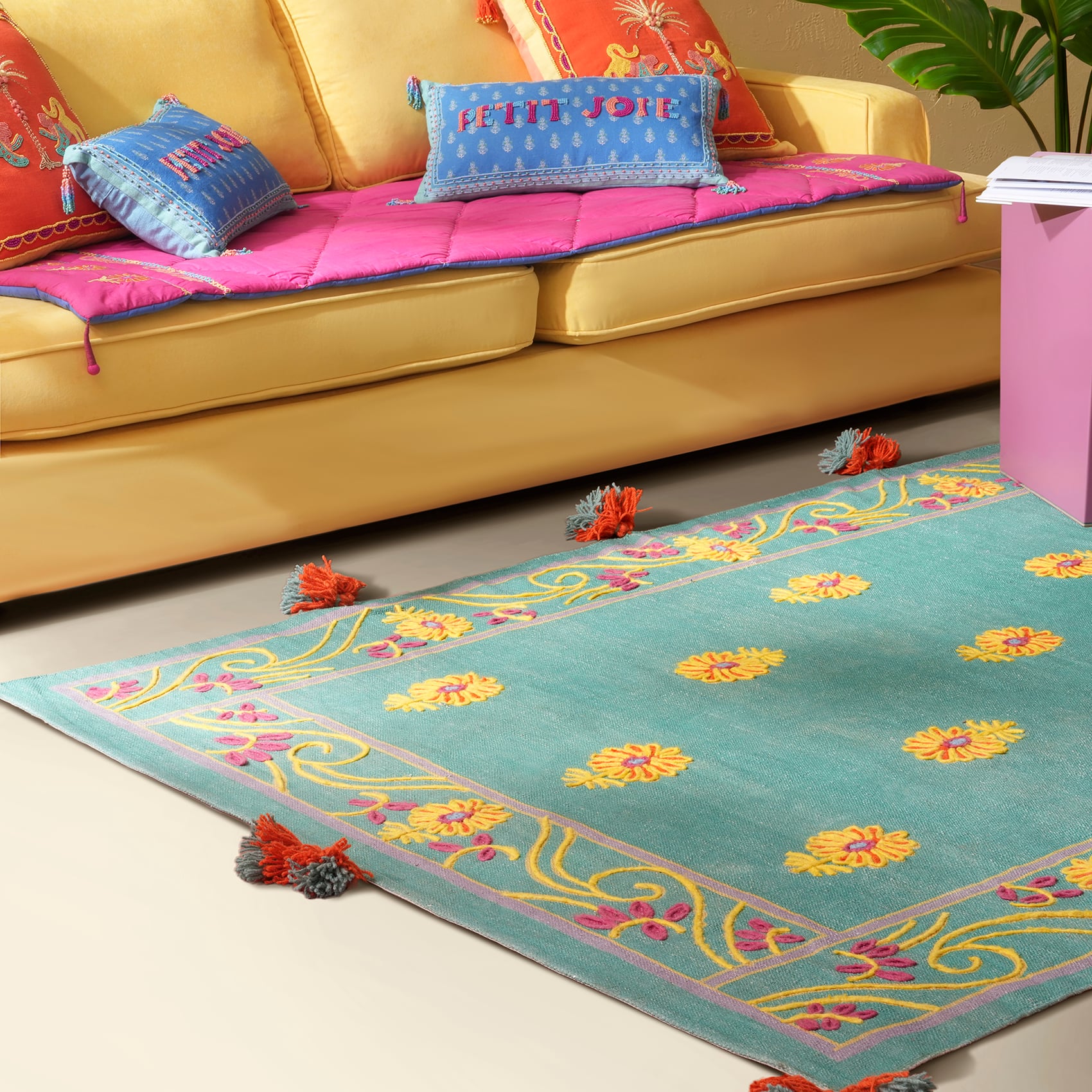 Rajna Turkuaz Pamuk Kilim 80x150 Cm
