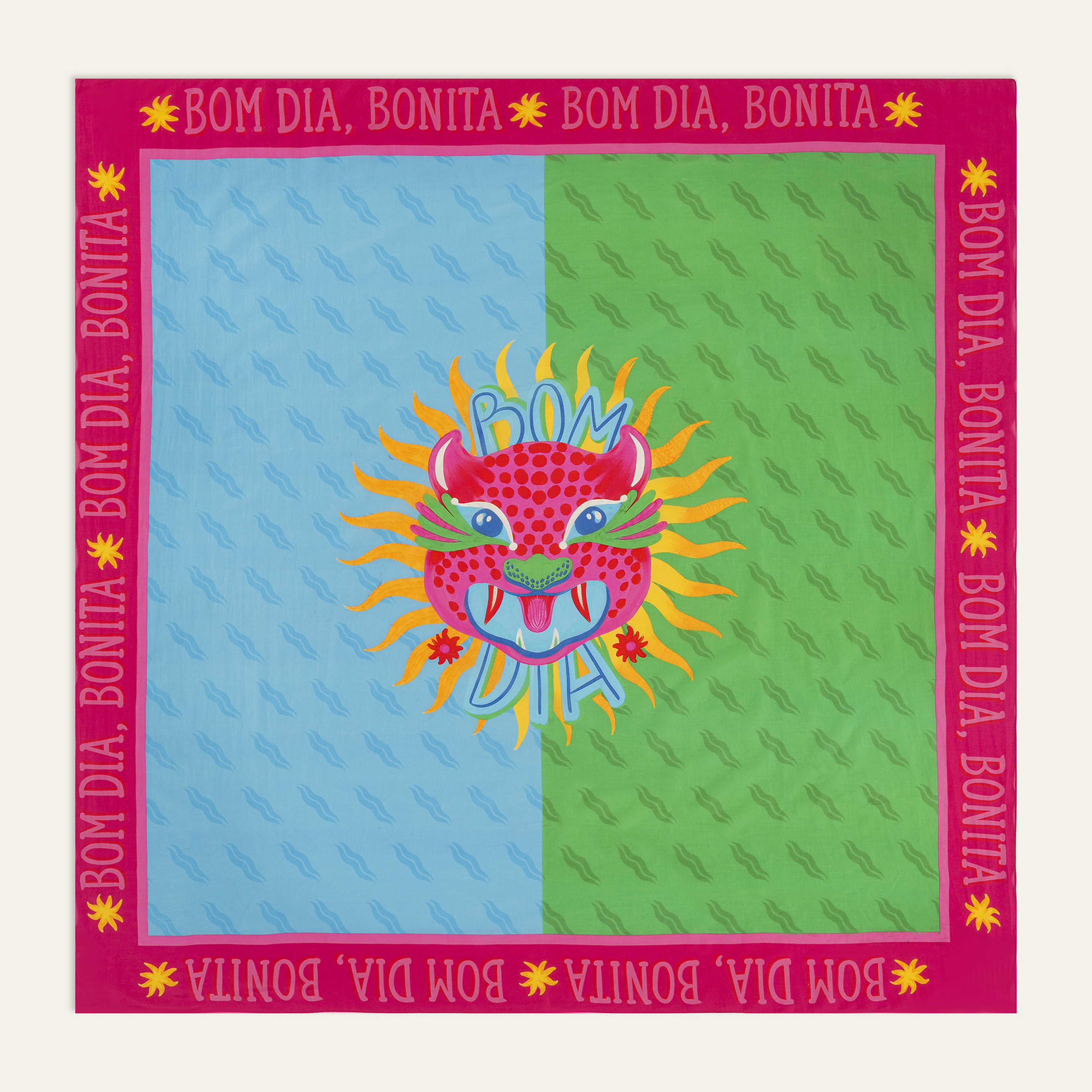 Pera Dijital Baskılı Pamuk İpek Pareo 140x140 Cm Mavi - Yeşil