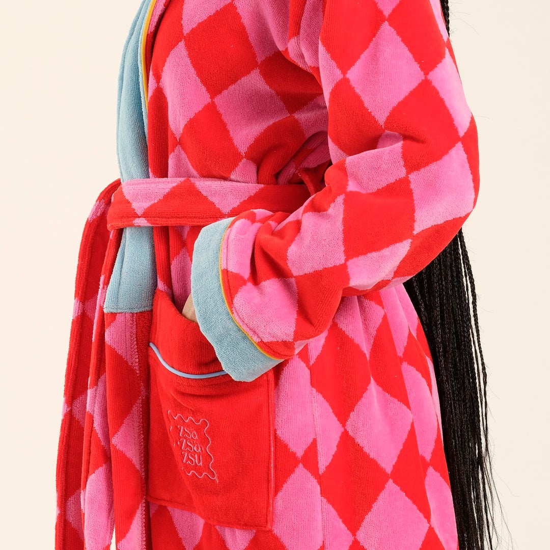 Tabea Pembe - Kırmızı Unisex Bornoz