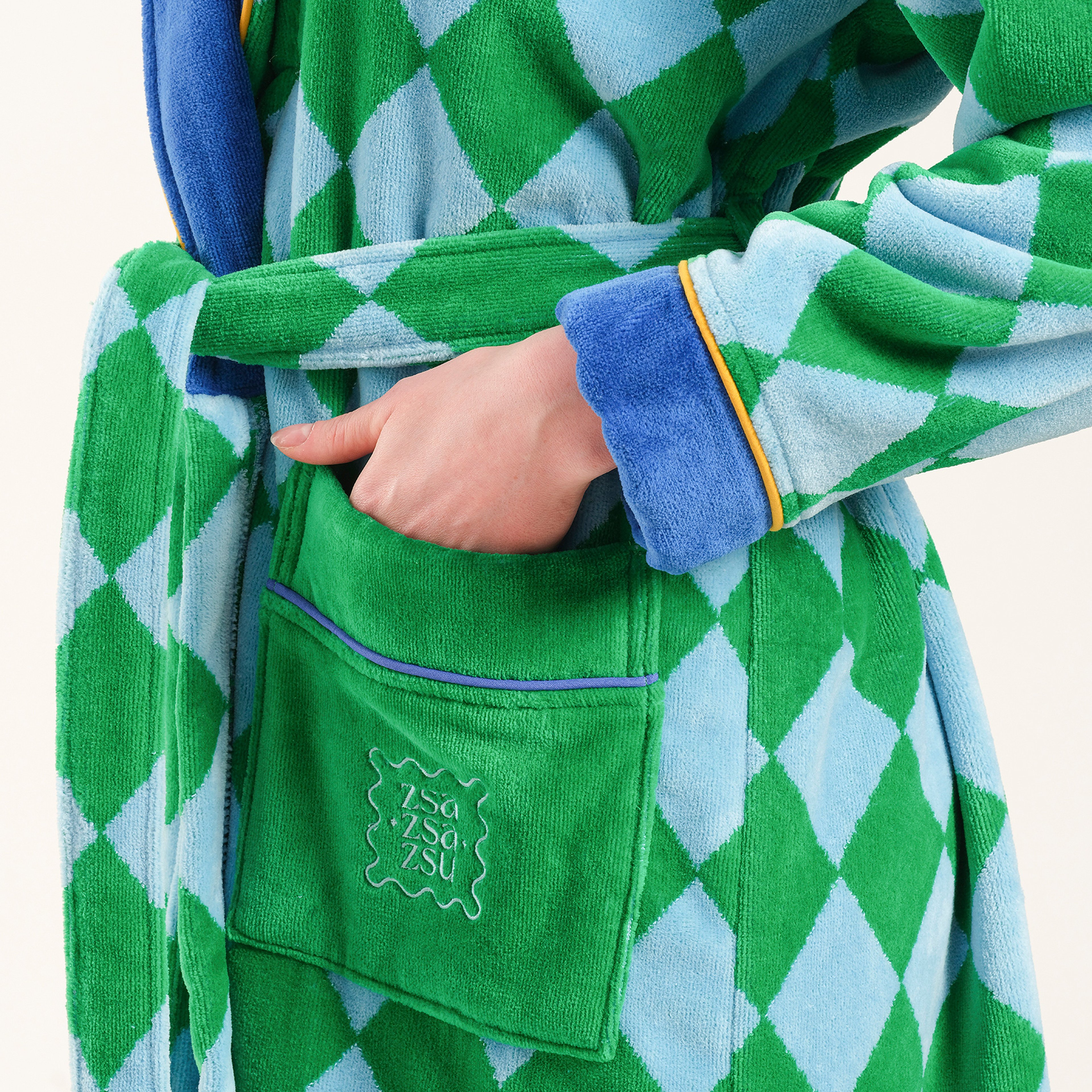 Tabea Yeşil - Mavi Unisex Bornoz