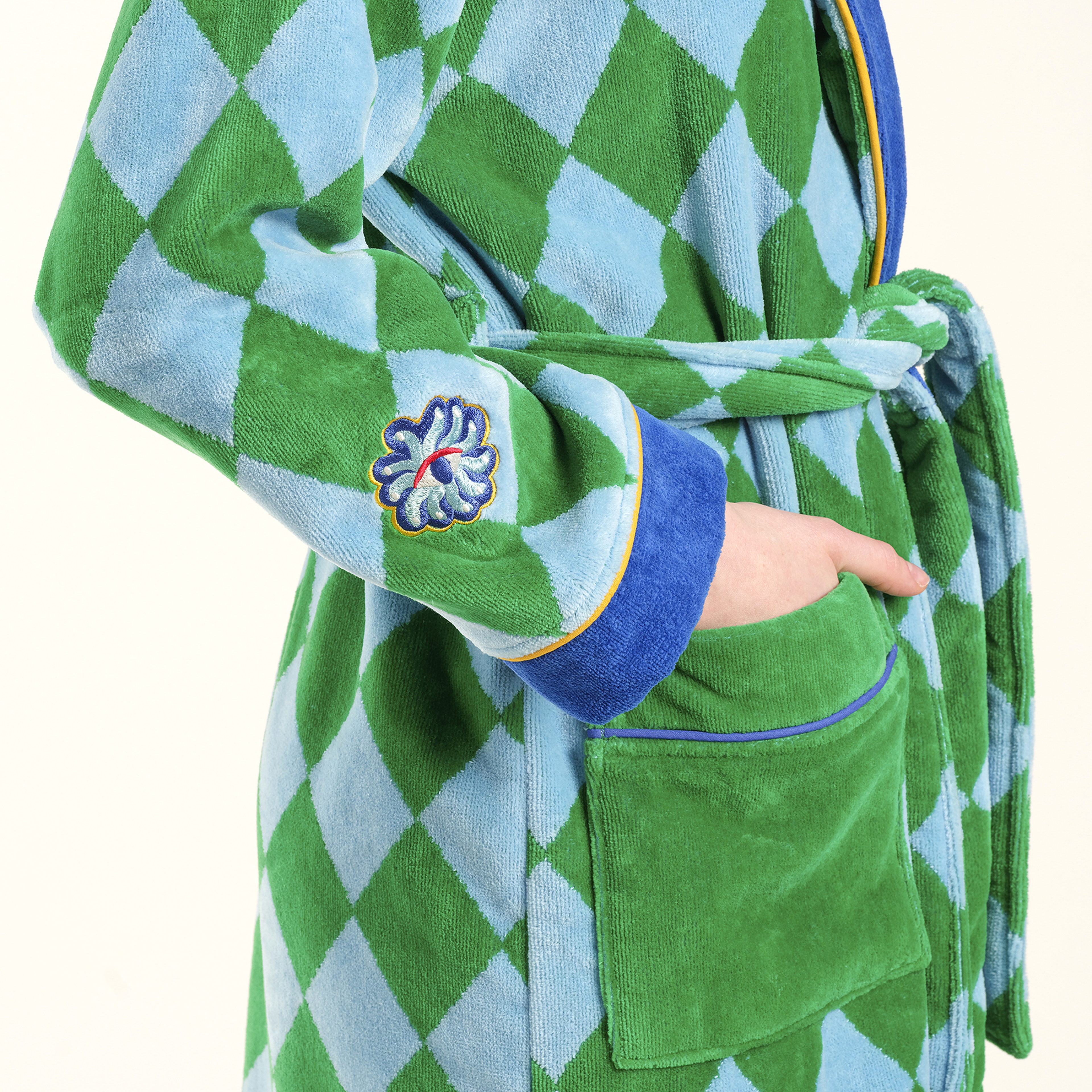 Tabea Yeşil - Mavi Unisex Bornoz