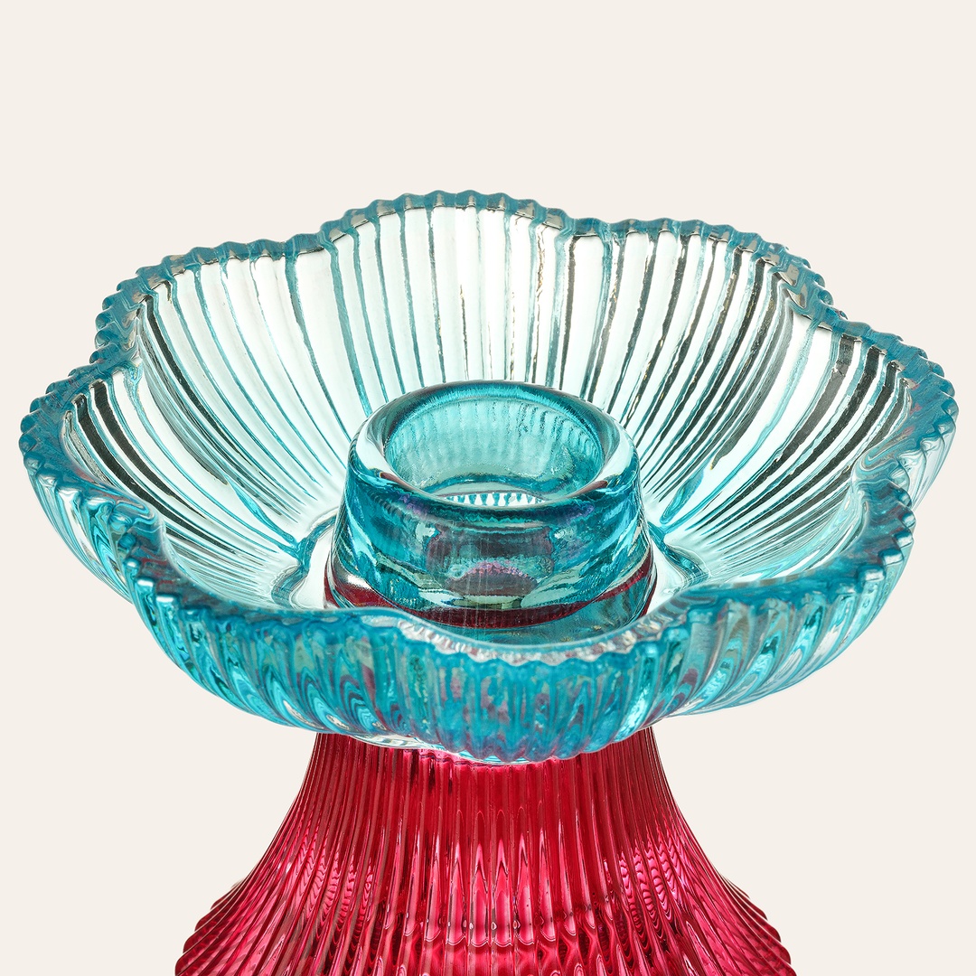 Nanjıng Renkli Cam Şamdan 10.2x10.2x8.2 Cm