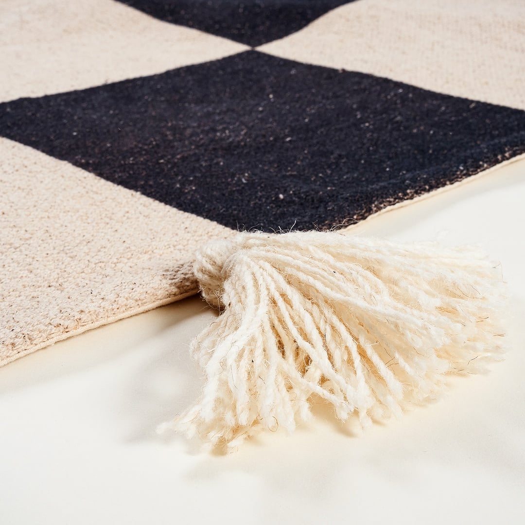 Rajna Krem-siyah Pamuk Kilim 80x150 Cm
