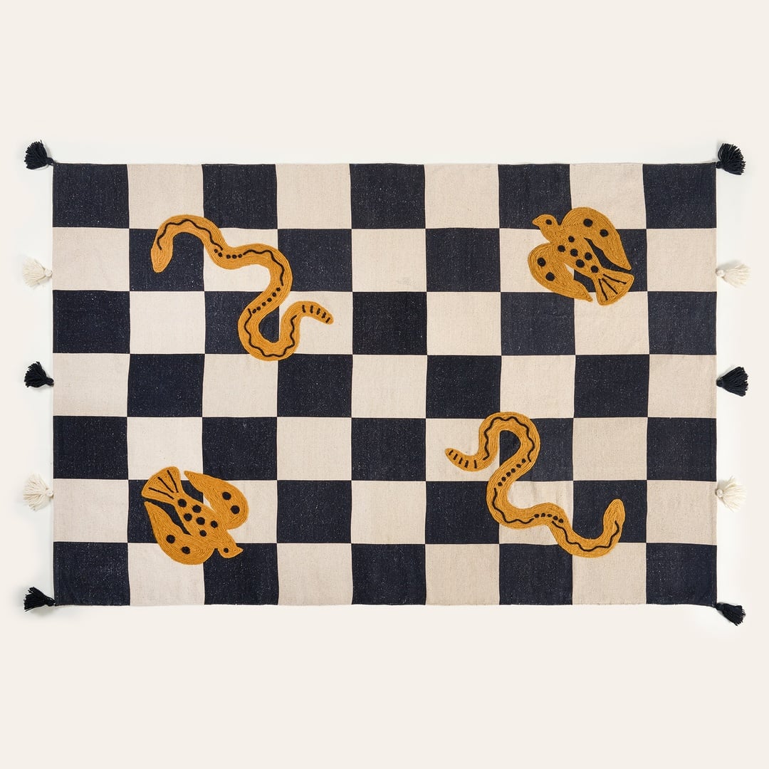 Rajna Krem-siyah Pamuk Kilim 80x150 Cm