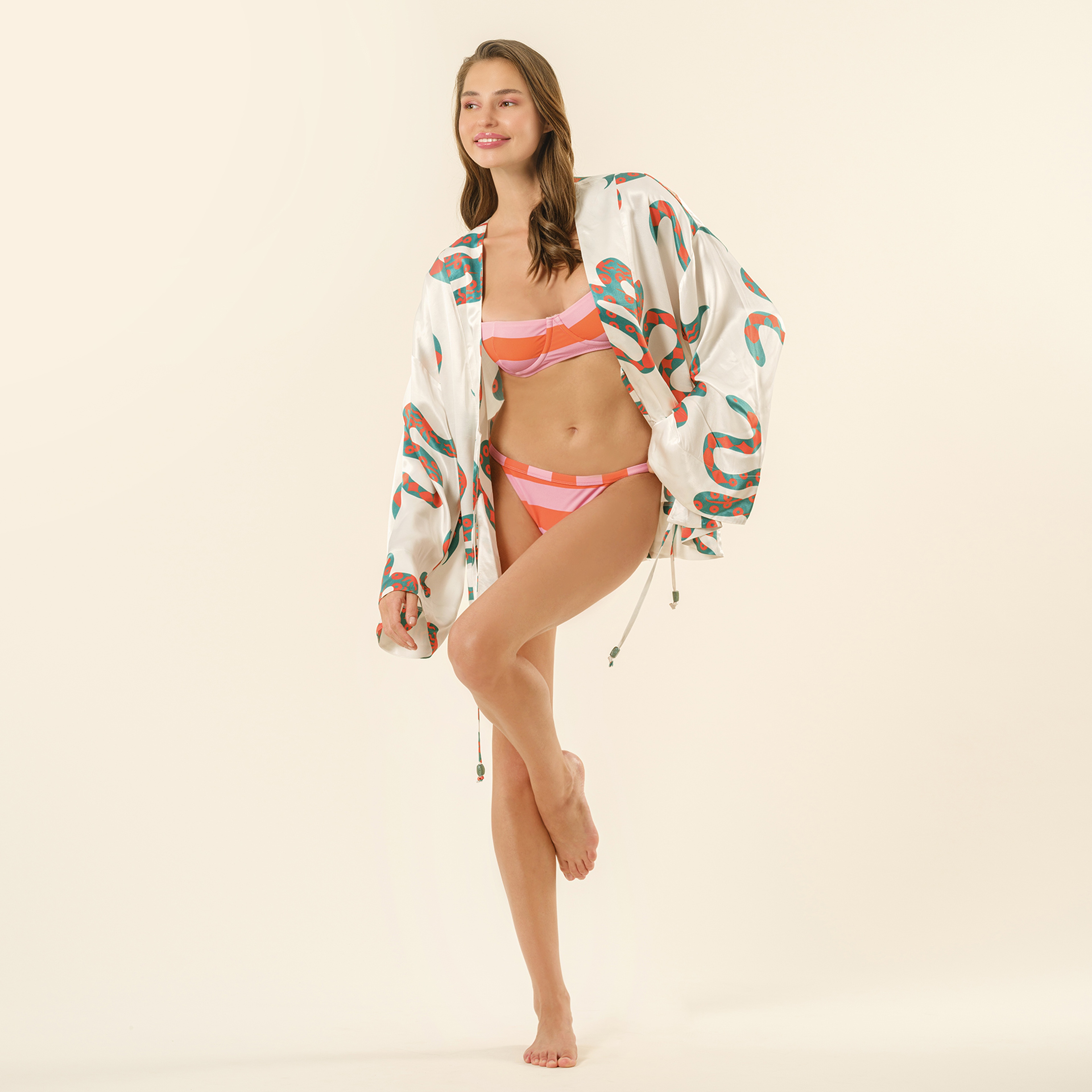 Prınkıpo Bikini Üstü 23x21 Cm Pembe - Turuncu