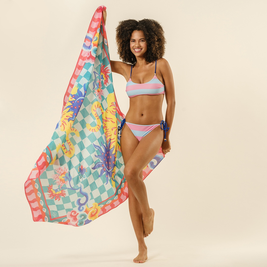 Prınkıpo Bağcıklı Bikini Altı 23x21 Cm Pembe - Mavi