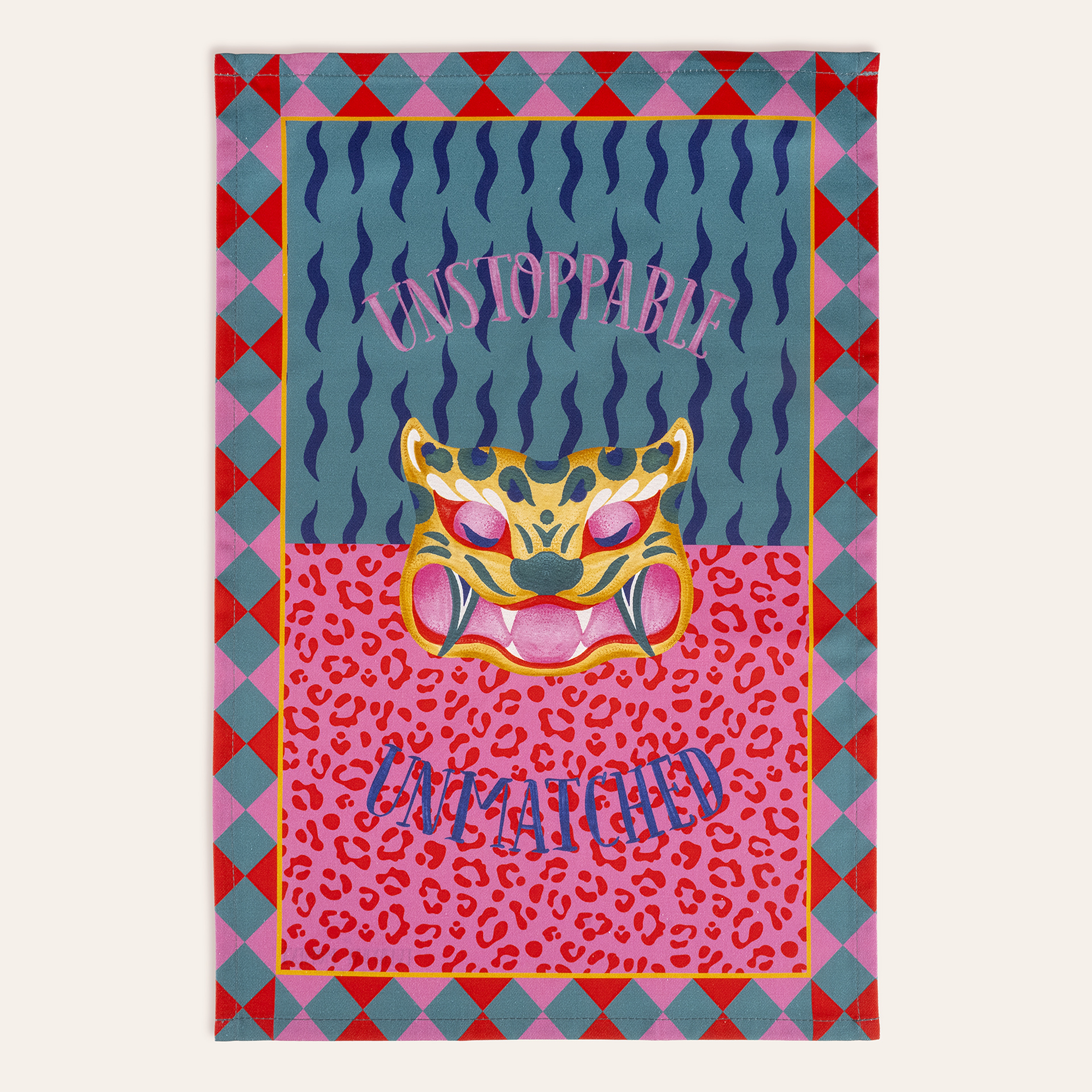 Tria Dijital Baskılı Pamuk Kurulama Bezi 40x60 Cm Yeşil - Pembe